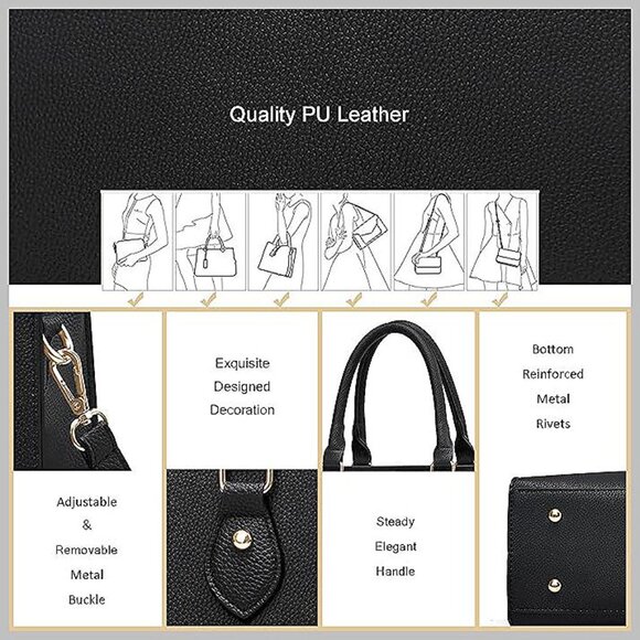 Crossbody Purses and Handbags for Women Liz Grey - Black - Picture 7 of 8